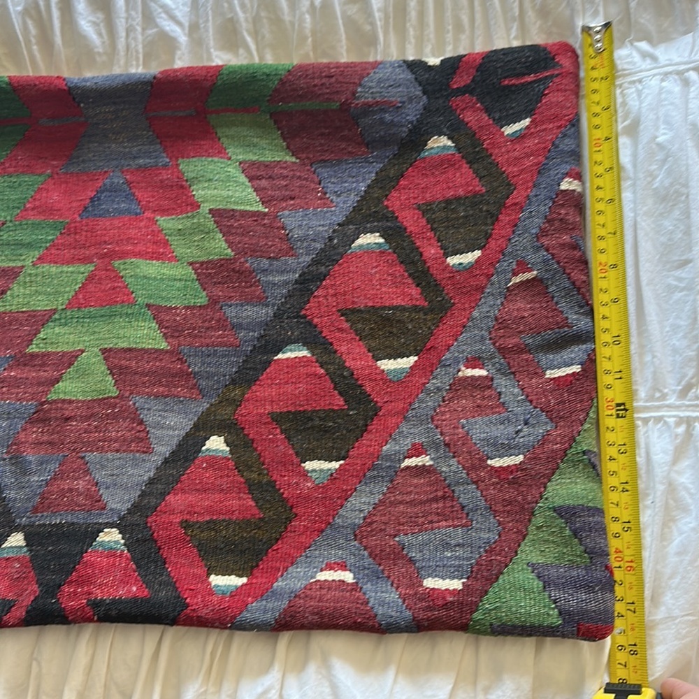 🇹🇷Turkish Kiln pillow. 18” x 30” long. Red and green are the main colors OOAK - Picture 11 of 13